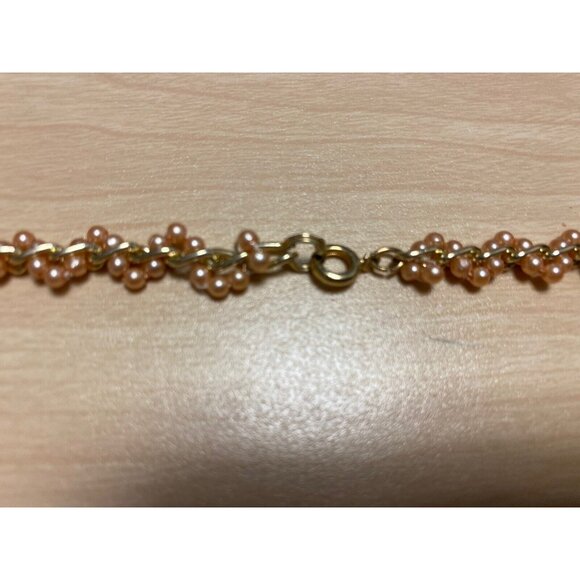 Vtg Long Necklace Champagne Gold Tone Seed Bead Weave Chain Delicate Flapper - Picture 4 of 8